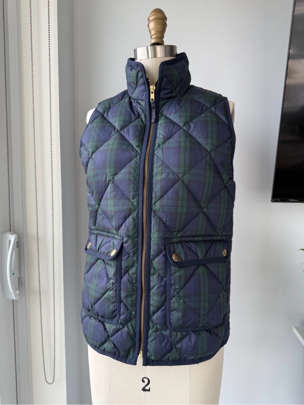 J crew Quilted Plaid Puffer Vest